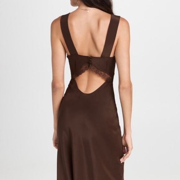 Reformation Provence Silk Midi Dress ES In Cafe Brown 2X NWT - Picture 3 of 10